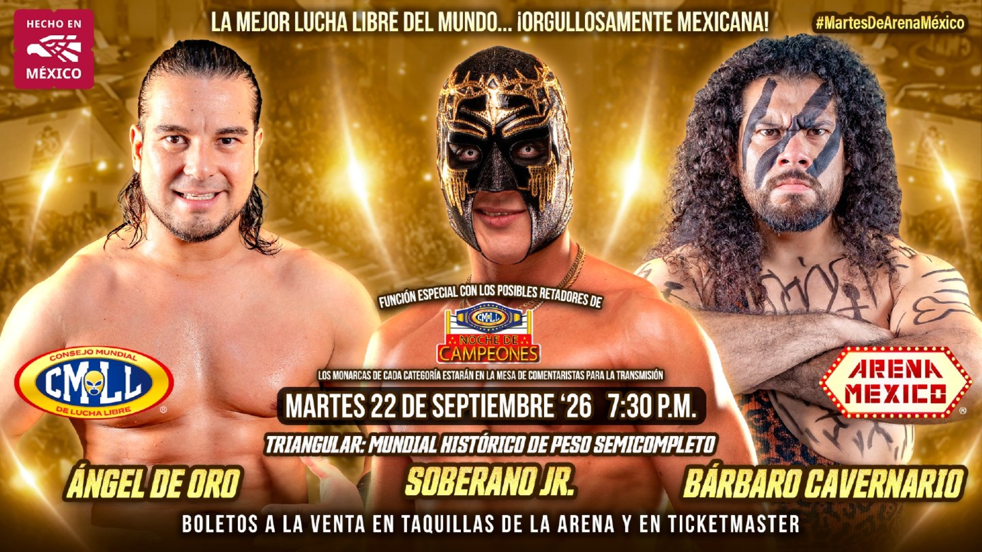 CMLL Martes Populares Card for September 22, 2026